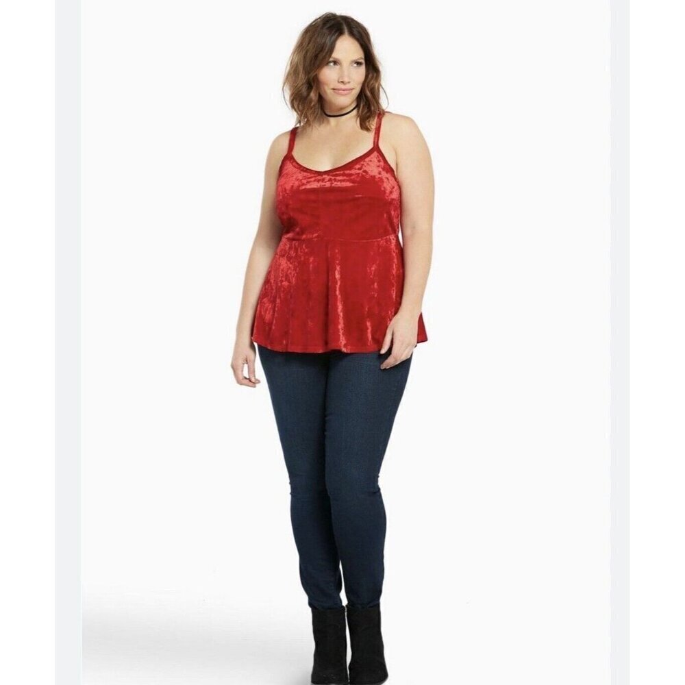 Torrid Red Velvet Peplum Tank Top Women 5X